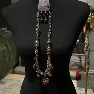 Paparazzi Silver and Brown Layered Necklace